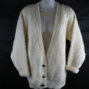 Vintage 525 America cardigan Cream chunky fluffy mohair One Size